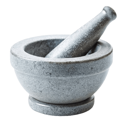 Traditional lesung batu used for grinding sambal, essential for authentic Malaysian nasi lemak.