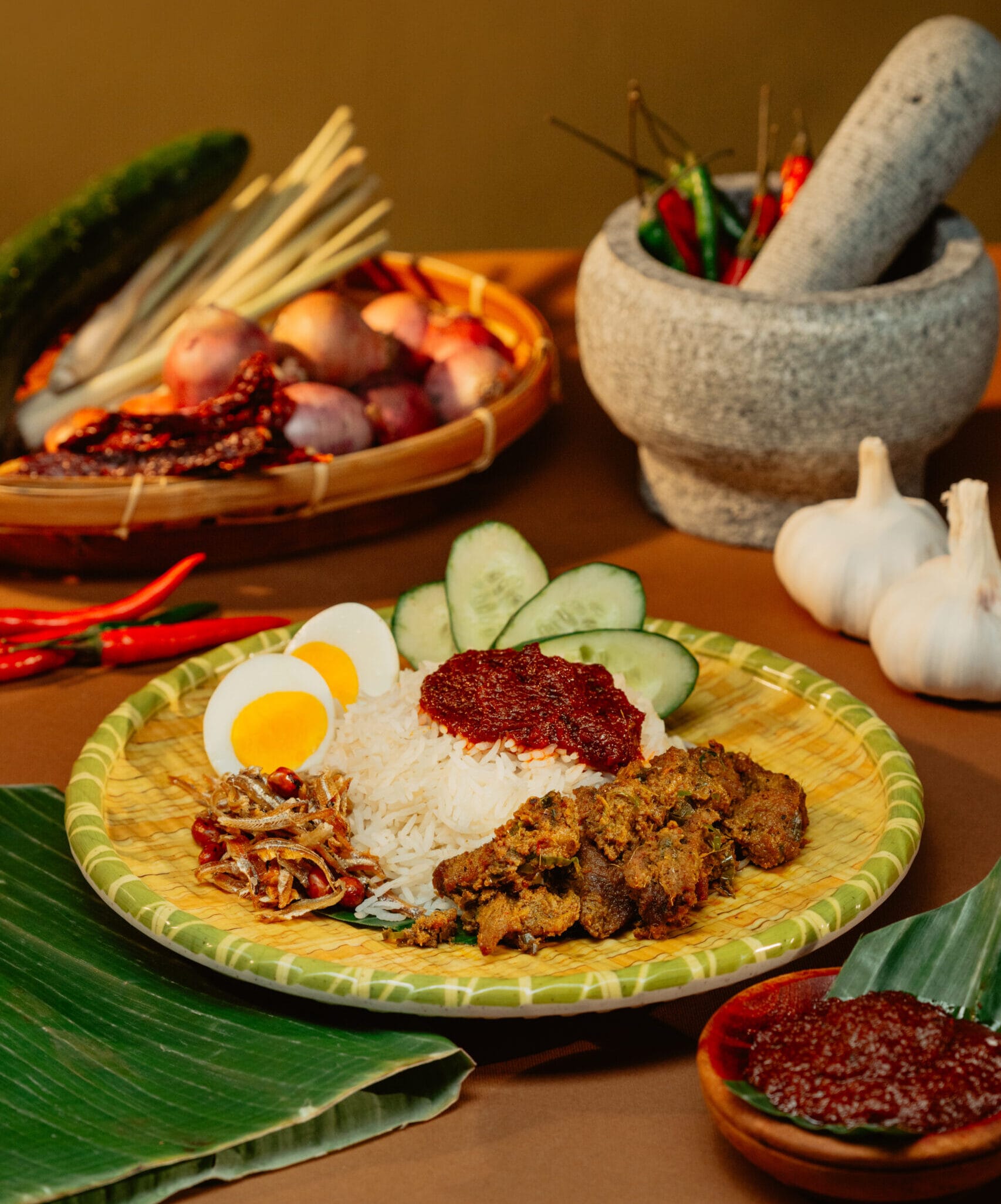 Nasi Lemak ayam rendang Sambal Lesung Pulau Pinang